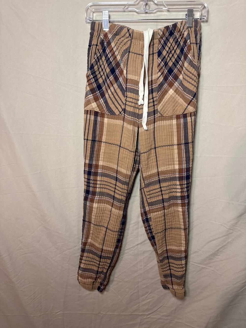 Aerie Brown Blue Tan Patterned Casual Lounge Pants Women Size XS Regular